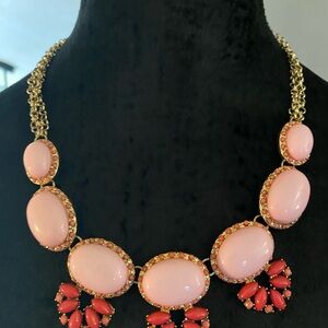 Elegant Pink and Coral Statement Necklace